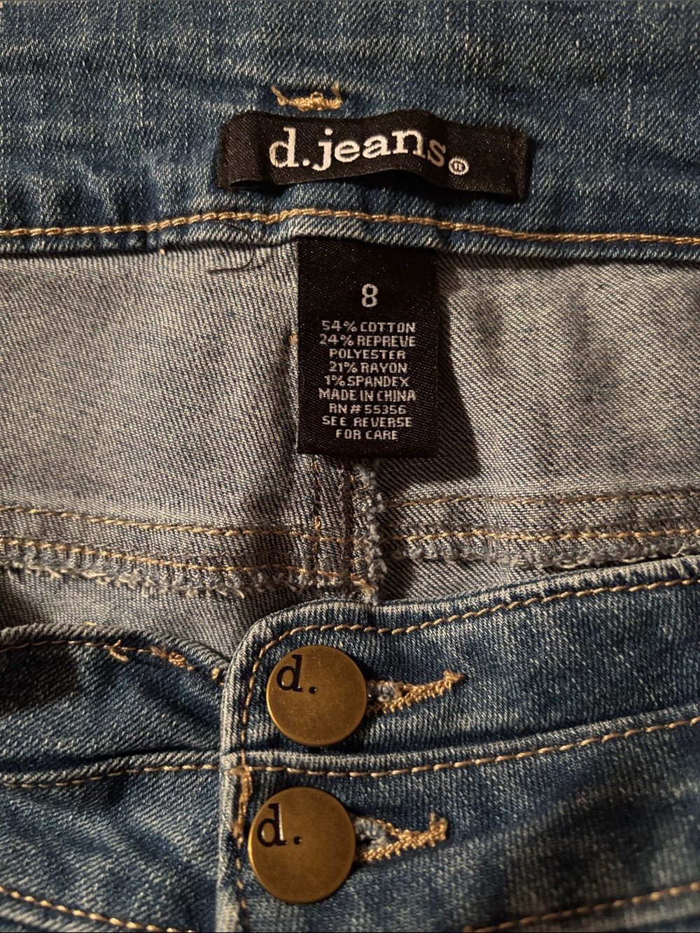 d. jeans High Waist Straight Leg Women's Jeans in medium blue stonewash - Picture 8 of 8